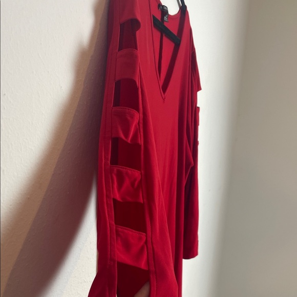 Como Black Burgundy Long Sleeve Shift Dress 2X - Picture 4 of 10